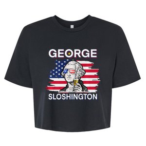 beer george sloshington american flag 4th of july Bella+Canvas Jersey Crop Tee