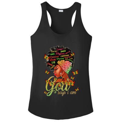 Black  God Says I Am Black Melanin History Month Pride Ladies PosiCharge Competitor Racerback Tank