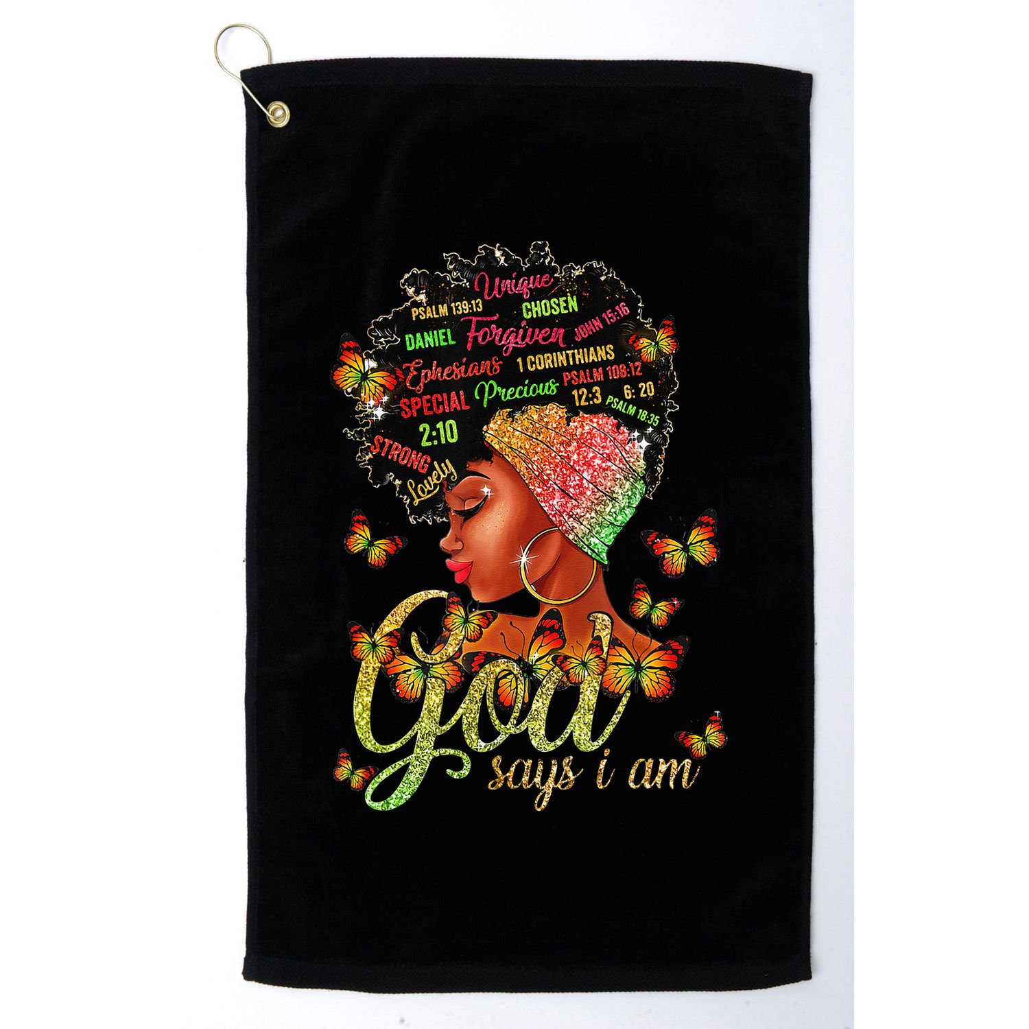 Black  God Says I Am Black Melanin History Month Pride Golf Towel