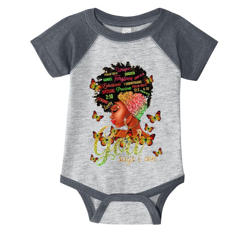 Black  God Says I Am Black Melanin History Month Pride Infant Baby Jersey Bodysuit