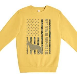 Best German Shepherd Dog Dad Camouflage American Flag Gift Premium Crewneck Sweatshirt