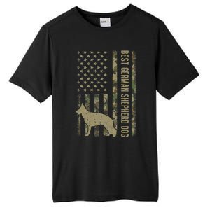 Best German Shepherd Dog Dad Camouflage American Flag Gift Tall Fusion ChromaSoft Performance T-Shirt