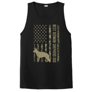 Best German Shepherd Dog Dad Camouflage American Flag Gift PosiCharge Competitor Tank