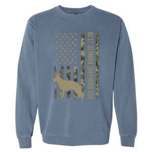 Best German Shepherd Dog Dad Camouflage American Flag Gift Garment-Dyed Sweatshirt