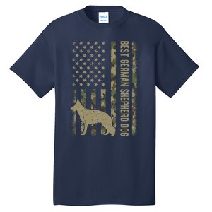 Best German Shepherd Dog Dad Camouflage American Flag Gift Tall T-Shirt