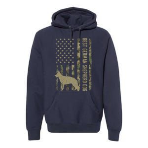 Best German Shepherd Dog Dad Camouflage American Flag Gift Premium Hoodie