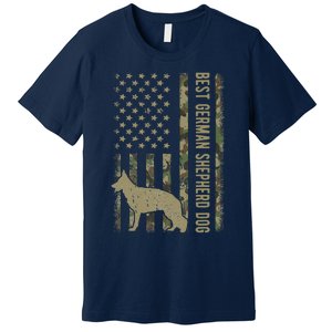 Best German Shepherd Dog Dad Camouflage American Flag Gift Premium T-Shirt