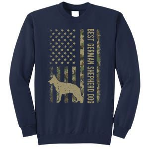 Best German Shepherd Dog Dad Camouflage American Flag Gift Tall Sweatshirt