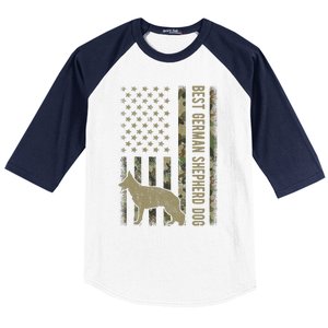 Best German Shepherd Dog Dad Camouflage American Flag Gift Baseball Sleeve Shirt