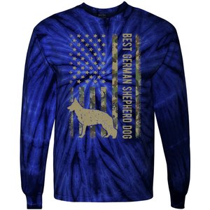 Best German Shepherd Dog Dad Camouflage American Flag Gift Tie-Dye Long Sleeve Shirt