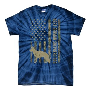 Best German Shepherd Dog Dad Camouflage American Flag Gift Tie-Dye T-Shirt