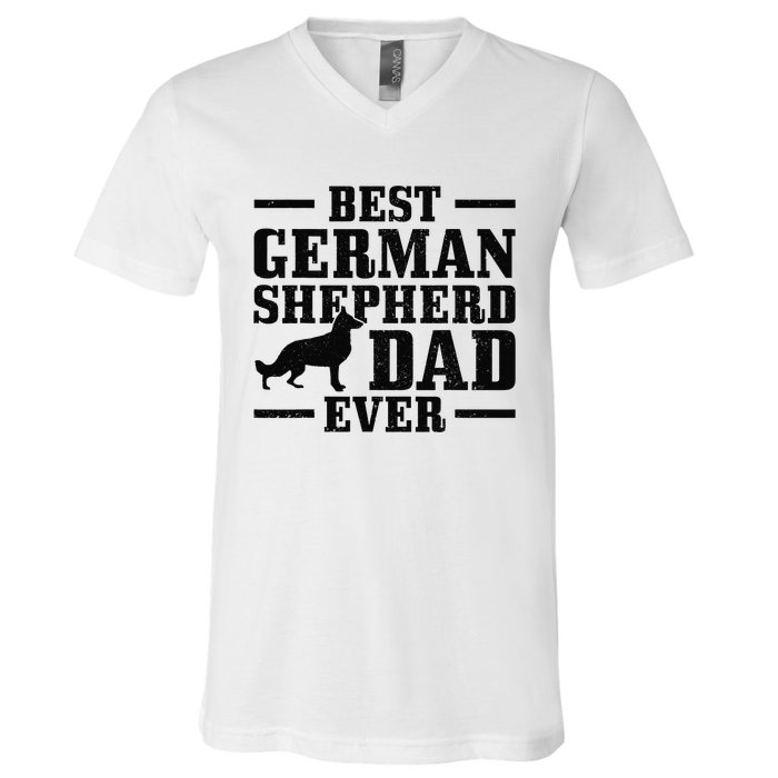 Best German Shepherd Dad Ever Funny Dog Owner Vintage V-Neck T-Shirt