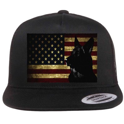 Black German Shepherd American Flag 4th July GSD Dog Flatbill Hat