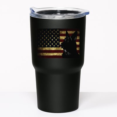 Black German Shepherd American Flag 4th July GSD Dog Tumbler