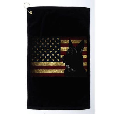 Black German Shepherd American Flag 4th July GSD Dog Golf Towel