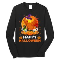 Boo Ghost Scary Pumpkin Moon Witch Rooster Halloween Long Sleeve Shirt