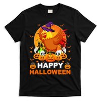 Boo Ghost Scary Pumpkin Moon Witch Rooster Halloween T-Shirt