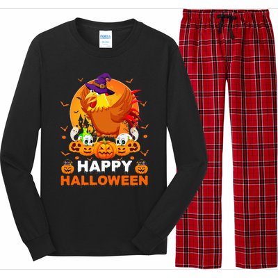 Boo Ghost Scary Pumpkin Moon Witch Rooster Halloween Long Sleeve Pajama Set