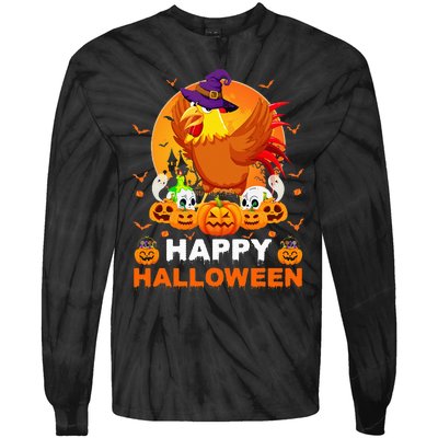 Boo Ghost Scary Pumpkin Moon Witch Rooster Halloween Tie-Dye Long Sleeve Shirt