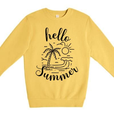 Beach Gift S Hello Summer Gift Premium Crewneck Sweatshirt