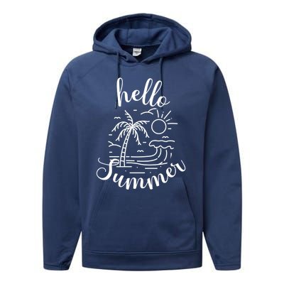 Beach Gift S Hello Summer Gift Performance Fleece Hoodie