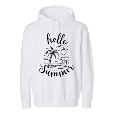 Beach Gift S Hello Summer Gift Garment-Dyed Fleece Hoodie