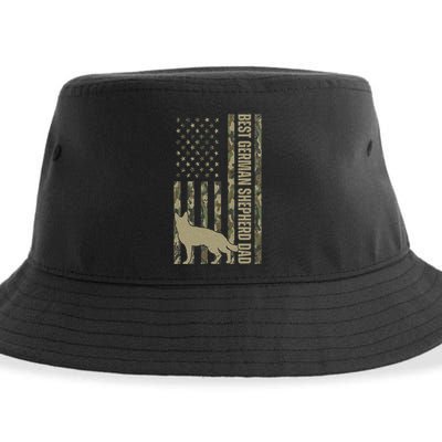 Best German Shepherd Dog Dad Camouflage American Flag Sustainable Bucket Hat