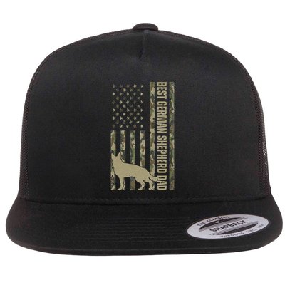 Best German Shepherd Dog Dad Camouflage American Flag Flatbill Hat