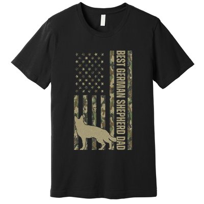 Best German Shepherd Dog Dad Camouflage American Flag Premium T-Shirt