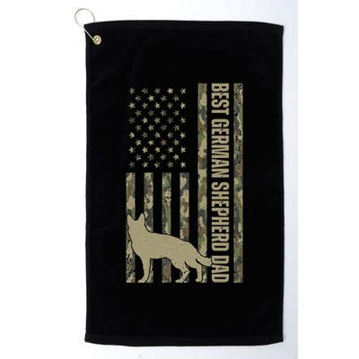 Best German Shepherd Dog Dad Camouflage American Flag Golf Towel