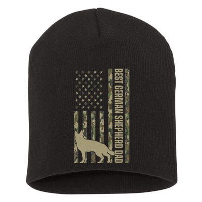 Best German Shepherd Dog Dad Camouflage American Flag Short Acrylic Beanie