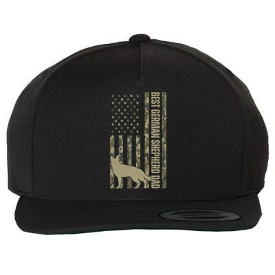 Best German Shepherd Dog Dad Camouflage American Flag Wool Snapback Cap