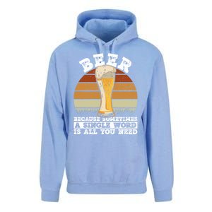 Beer Gift Sometimes A Single Word Is All You Need Gift Beer Lover Gift Unisex Surf Hoodie