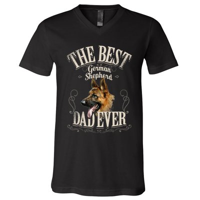 Best German Shepherd Dad Ever Funny Dog Lover Gifts V-Neck T-Shirt
