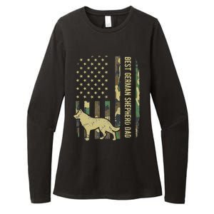 Best German Shepherd Dog Dad Camouflage American Flag Womens CVC Long Sleeve Shirt