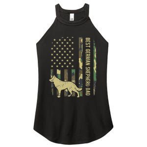 Best German Shepherd Dog Dad Camouflage American Flag Women's Perfect Tri Rocker Tank