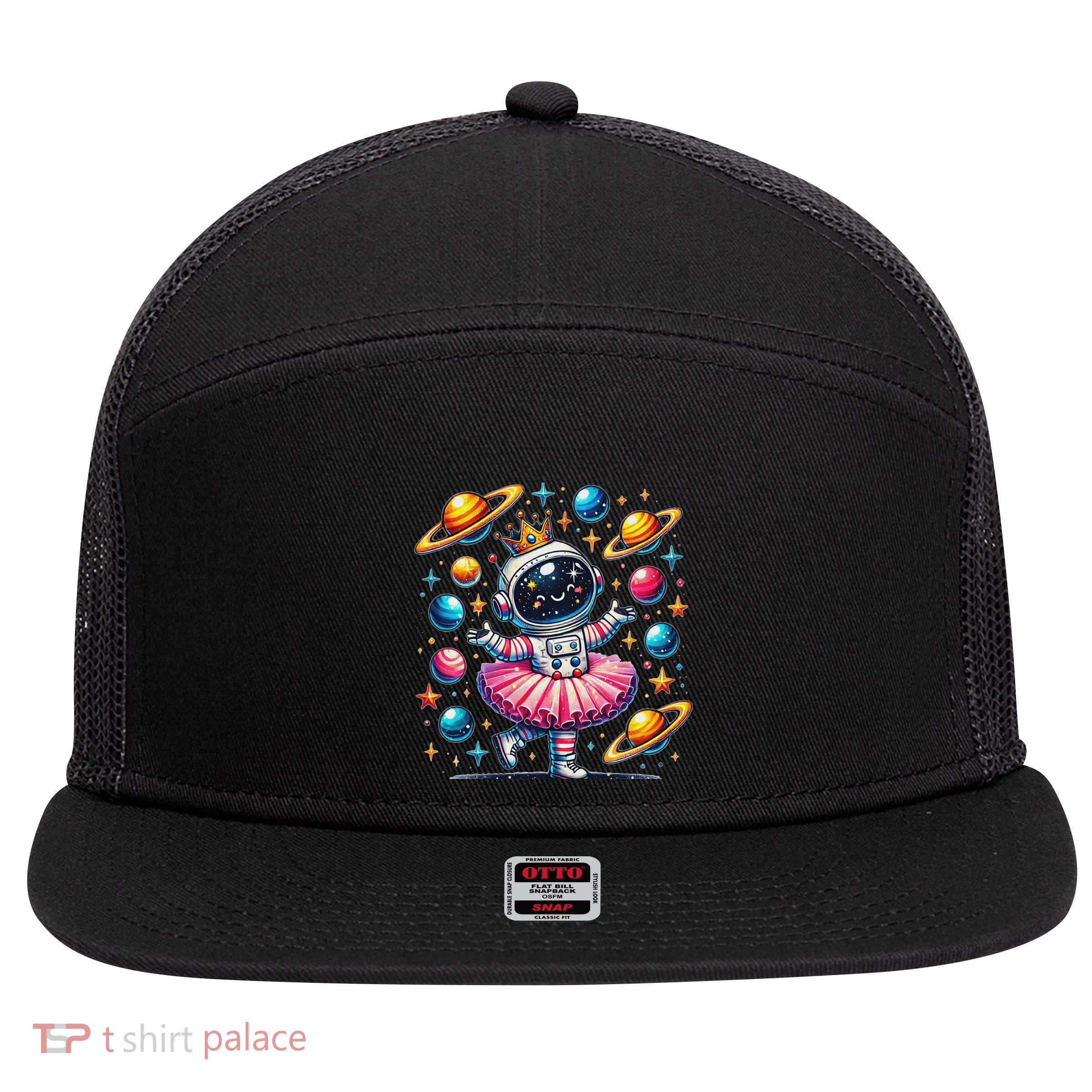 Ballerina Girl Space Astronaut 7 Panel Mesh Trucker Snapback Hat