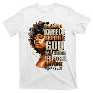 Black Girl She Who Kneels Before God Christian Afro T-Shirt