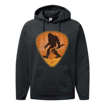 Bigfoot Guitar Sasquatch Yeti Guitarist Music Men Performance Fleece Hoodie