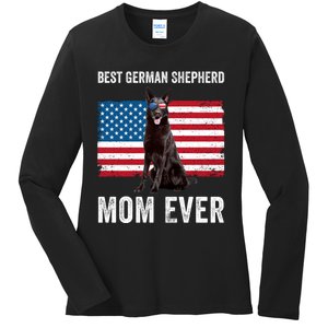 Best German Shepherd Mom Ever 4th Of July Gsd Mom Ladies Long Sleeve Shirt