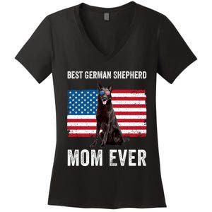 Best German Shepherd Mom Ever 4th Of July Gsd Mom Women's V-Neck T-Shirt