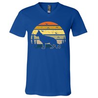 Black Ger Shepherd Dog Sunset Gift V-Neck T-Shirt