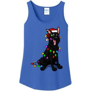 Black Ger Shepherd Christmas Lights Gift Ladies Essential Tank