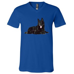 Black Ger Shepherd Rare Black Ger Shepherd Realistic Funny Gift V-Neck T-Shirt