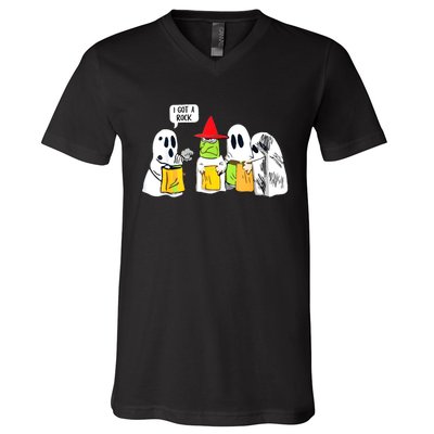 Boo Ghost Scary I Got A Rock Funny Halloween V-Neck T-Shirt