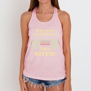 Bitches Get Stuff Done Aoc Who Gets Stuff Done? This Bitch Meaningful Gift Women's Knotted Racerback Tank