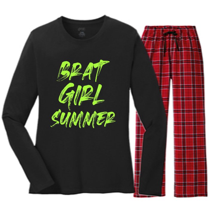 Brat Girl Summer Funny Vintage Summer Women's Long Sleeve Flannel Pajama Set 