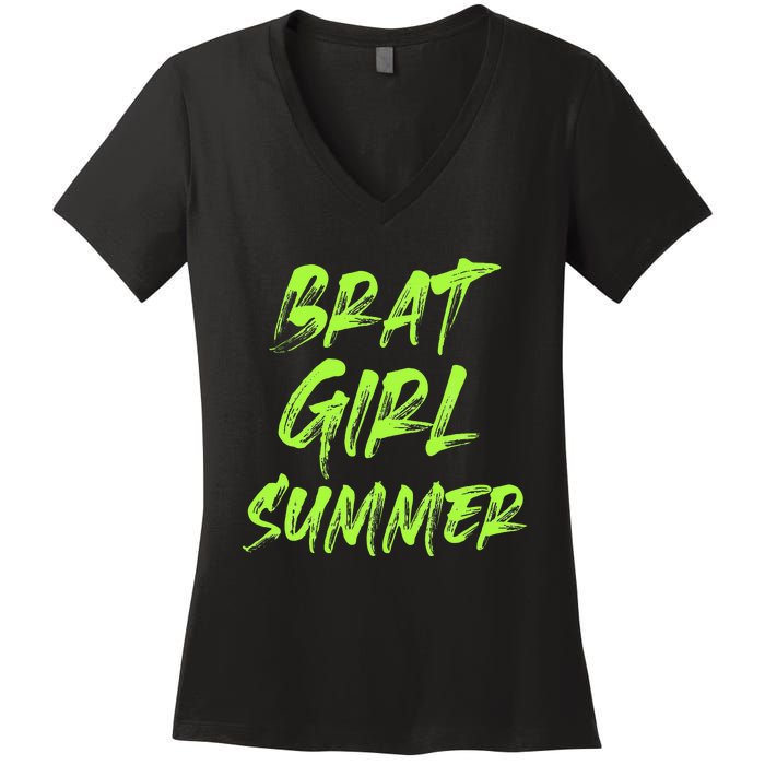 Brat Girl Summer Funny Vintage Summer Women's V-Neck T-Shirt