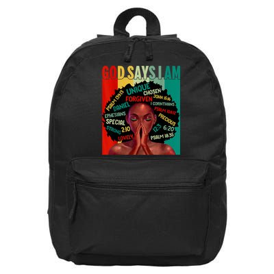Black God Says I Am Black History Juneteenth Melanin 16 in Basic Backpack