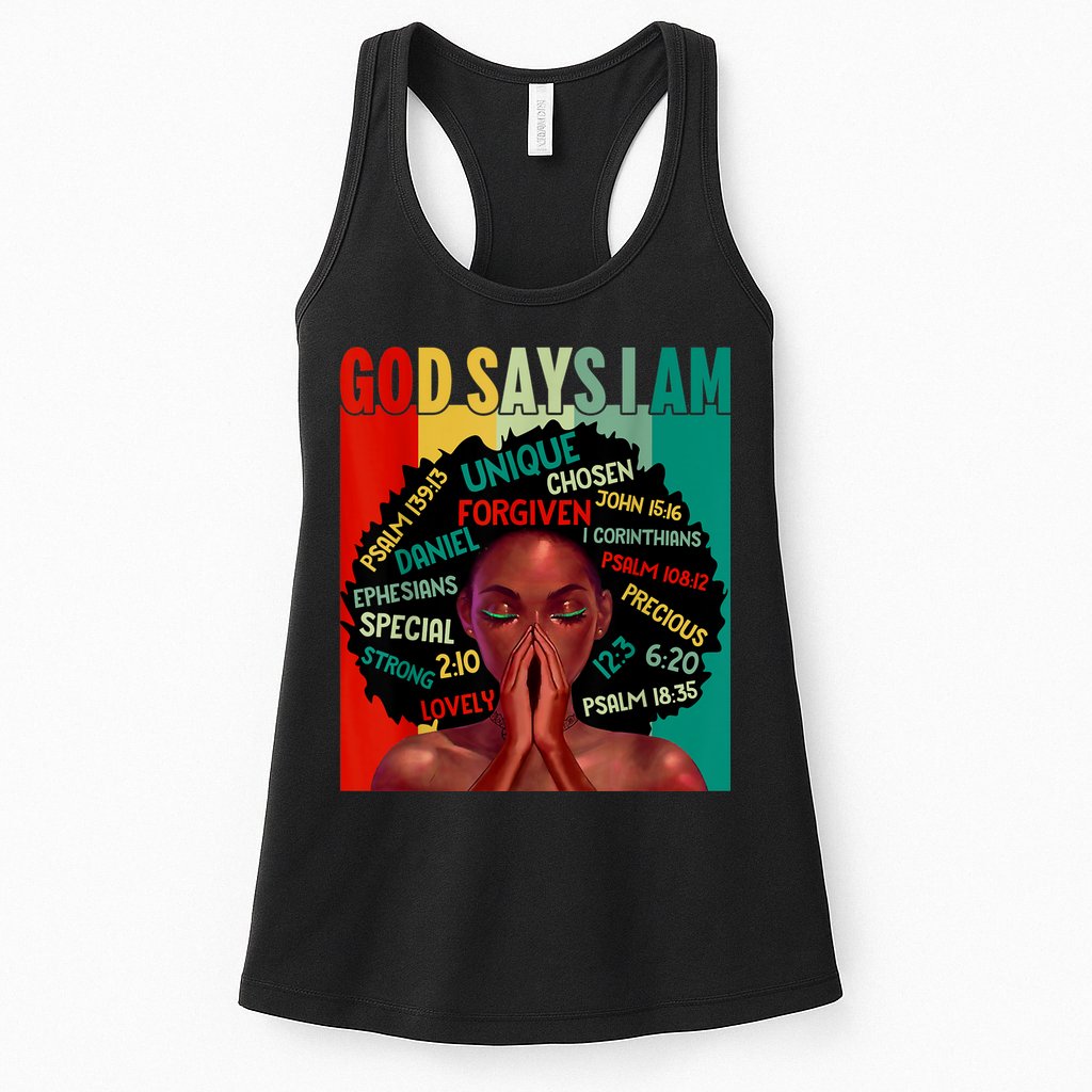 Black God Says I Am Black History Juneteenth Melanin Womens Tank Top